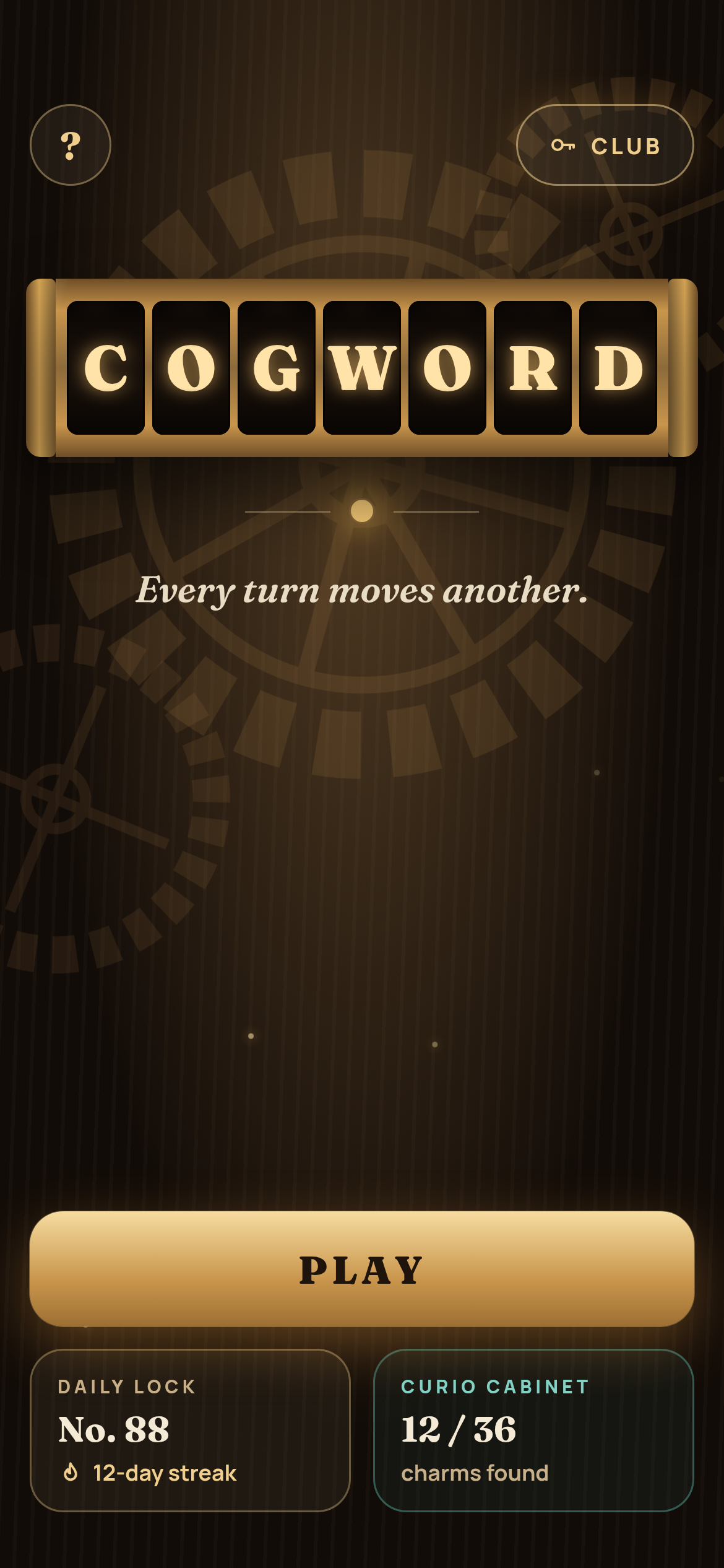 Cogword title screen